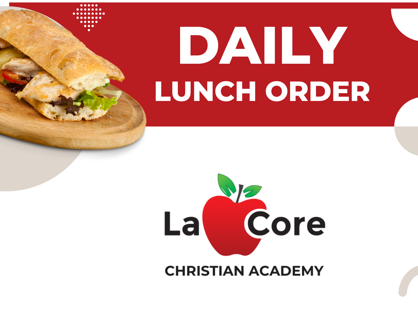 Lunch - use this link if the daily lunch orders link is not working