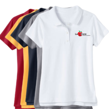 Girls Polo Set: Red, Gray, Black, Gold, White