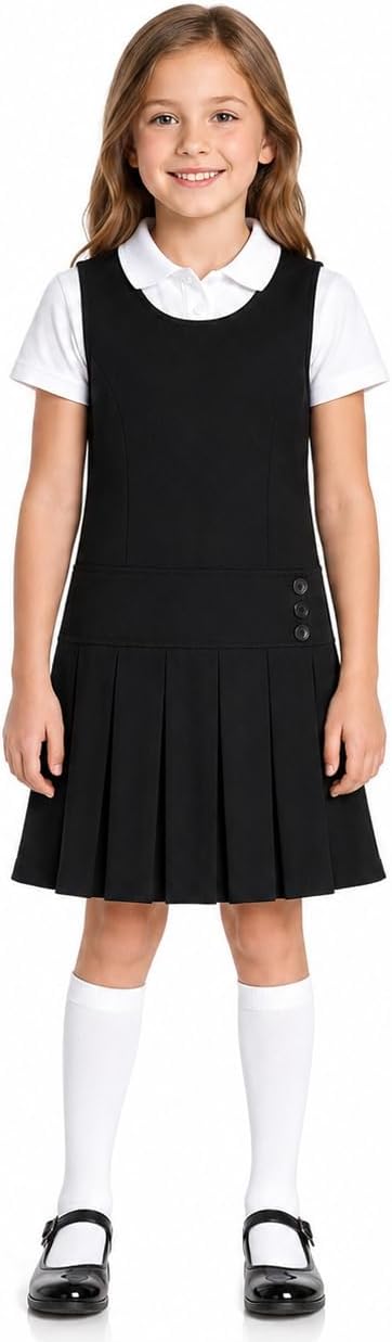 Girl's Black Pleated Jumper